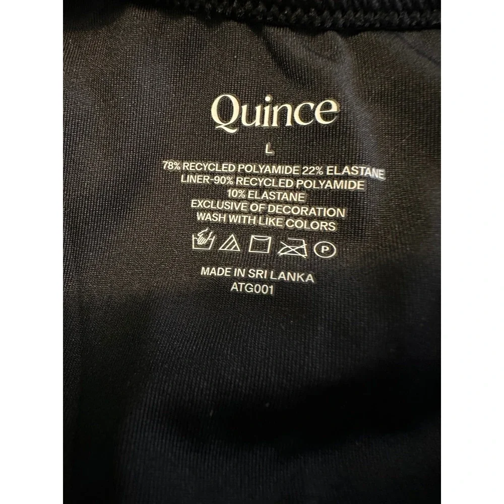 MWT Quince Womens Italian Cross Back One Piece Swimsuit Large Padded Black